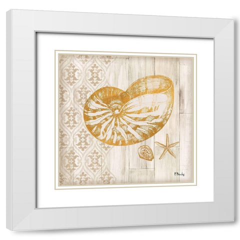 Saint Tropez Shells III White Modern Wood Framed Art Print with Double Matting by Brent, Paul
