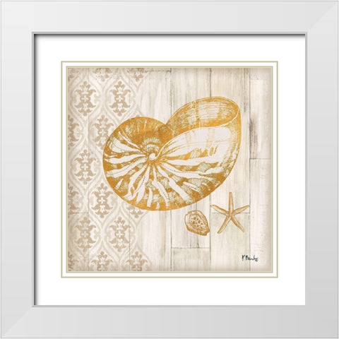 Saint Tropez Shells III White Modern Wood Framed Art Print with Double Matting by Brent, Paul