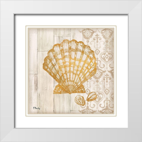 Saint Tropez Shells IV White Modern Wood Framed Art Print with Double Matting by Brent, Paul