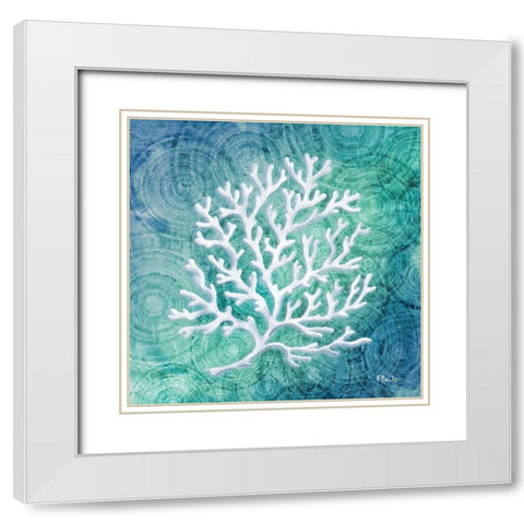 Echoes Coral I White Modern Wood Framed Art Print with Double Matting by Brent, Paul
