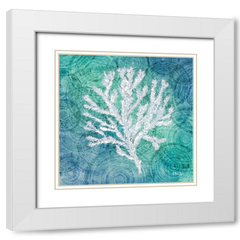 Echoes Coral IV White Modern Wood Framed Art Print with Double Matting by Brent, Paul