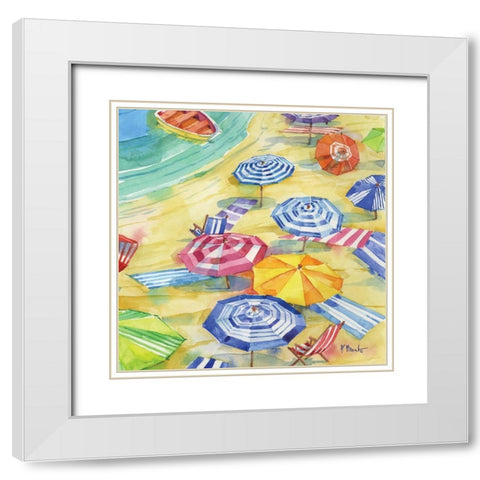 Umbrella Cove II White Modern Wood Framed Art Print with Double Matting by Brent, Paul