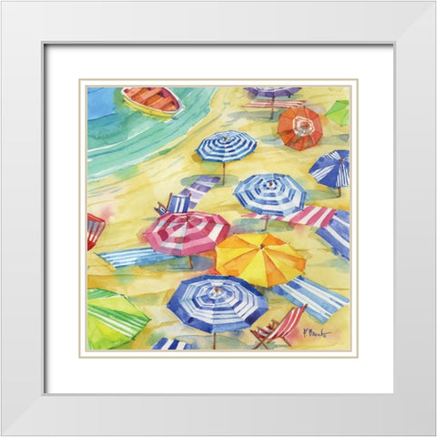Umbrella Cove II White Modern Wood Framed Art Print with Double Matting by Brent, Paul
