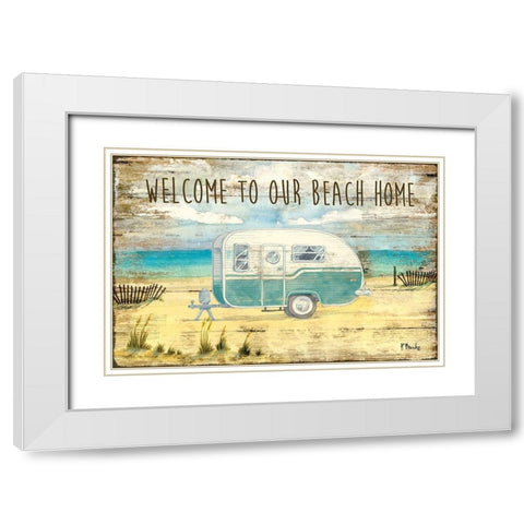 Beach Camping White Modern Wood Framed Art Print with Double Matting by Brent, Paul