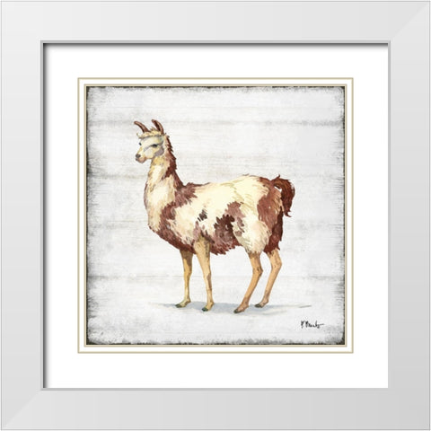 Farmhouse Llama II White Modern Wood Framed Art Print with Double Matting by Brent, Paul