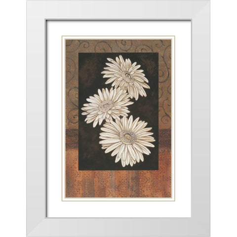 Santorini Daisies White Modern Wood Framed Art Print with Double Matting by Brent, Paul
