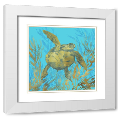 Cedar Key Turtle I White Modern Wood Framed Art Print with Double Matting by Brent, Paul