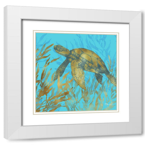 Cedar Key Turtle II White Modern Wood Framed Art Print with Double Matting by Brent, Paul