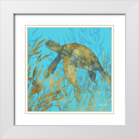 Cedar Key Turtle II White Modern Wood Framed Art Print with Double Matting by Brent, Paul