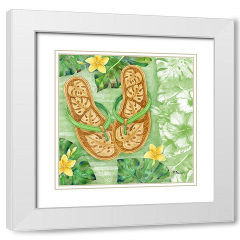 Key West Sandals II White Modern Wood Framed Art Print with Double Matting by Brent, Paul