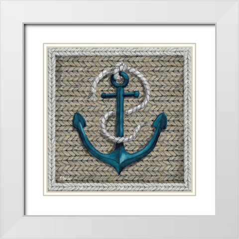 Nautical Basketweave II White Modern Wood Framed Art Print with Double Matting by Brent, Paul
