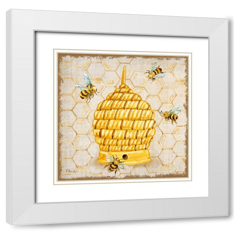 Honeybee Haven I White Modern Wood Framed Art Print with Double Matting by Brent, Paul