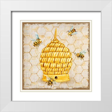 Honeybee Haven I White Modern Wood Framed Art Print with Double Matting by Brent, Paul