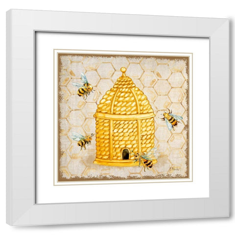 Honeybee Haven II White Modern Wood Framed Art Print with Double Matting by Brent, Paul