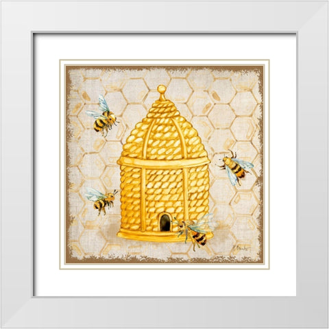 Honeybee Haven II White Modern Wood Framed Art Print with Double Matting by Brent, Paul