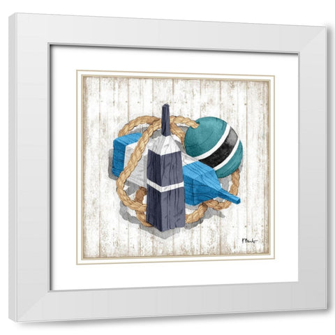 Fairhaven Buoys II White Modern Wood Framed Art Print with Double Matting by Brent, Paul