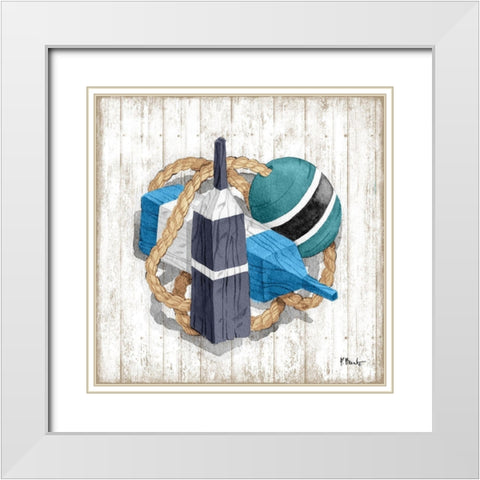Fairhaven Buoys II White Modern Wood Framed Art Print with Double Matting by Brent, Paul