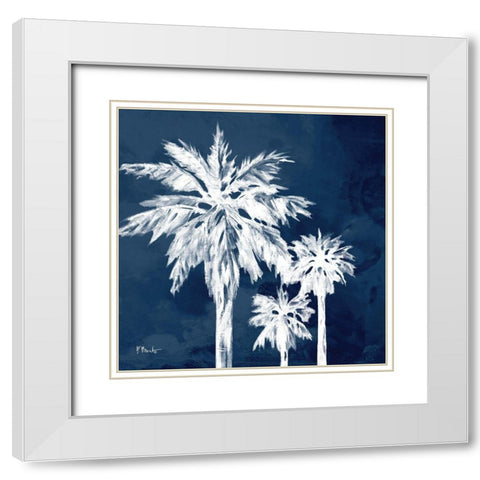 Cyano Palms I White Modern Wood Framed Art Print with Double Matting by Brent, Paul