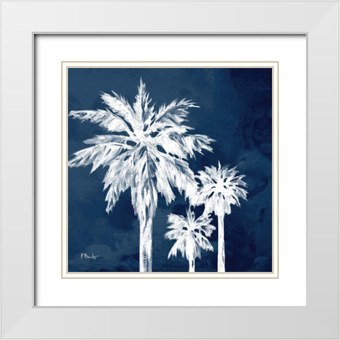 Cyano Palms I White Modern Wood Framed Art Print with Double Matting by Brent, Paul