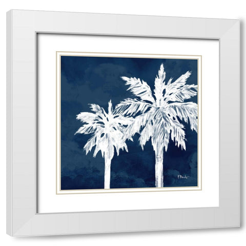 Cyano Palms II White Modern Wood Framed Art Print with Double Matting by Brent, Paul