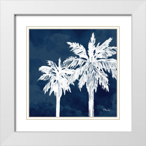 Cyano Palms II White Modern Wood Framed Art Print with Double Matting by Brent, Paul
