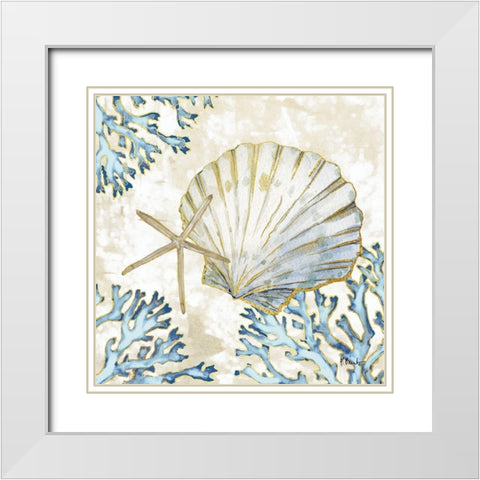 Playa Shells II White Modern Wood Framed Art Print with Double Matting by Brent, Paul