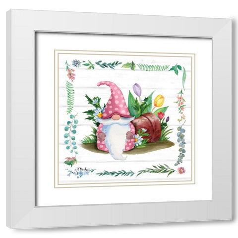 Spring Gnome I White Modern Wood Framed Art Print with Double Matting by Brent, Paul