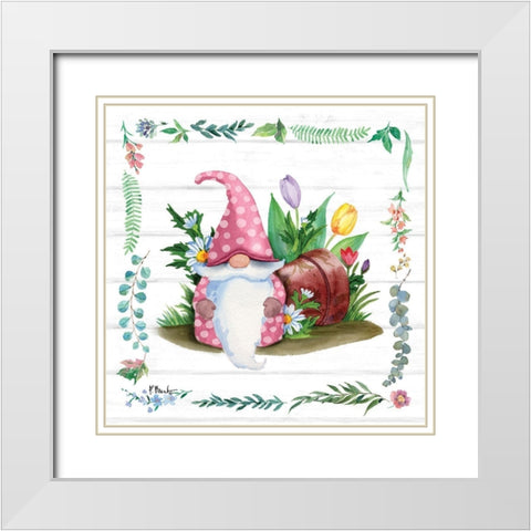 Spring Gnome I White Modern Wood Framed Art Print with Double Matting by Brent, Paul