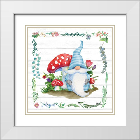 Spring Gnome II White Modern Wood Framed Art Print with Double Matting by Brent, Paul