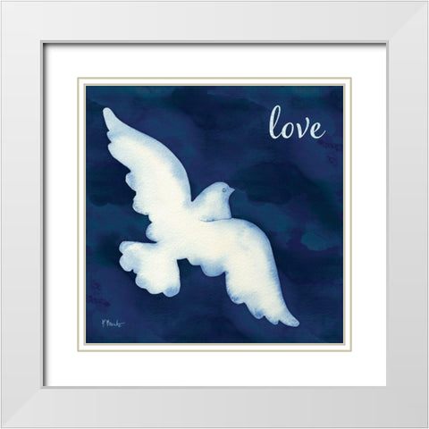 Cyano Dove I White Modern Wood Framed Art Print with Double Matting by Brent, Paul