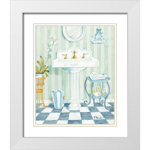 Pedestal Sink White Modern Wood Framed Art Print with Double Matting by Brent, Paul