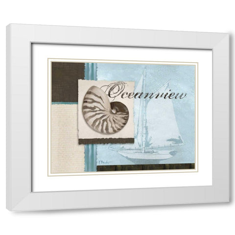 Scrapbook Shell I White Modern Wood Framed Art Print with Double Matting by Brent, Paul