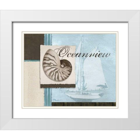Scrapbook Shell I White Modern Wood Framed Art Print with Double Matting by Brent, Paul