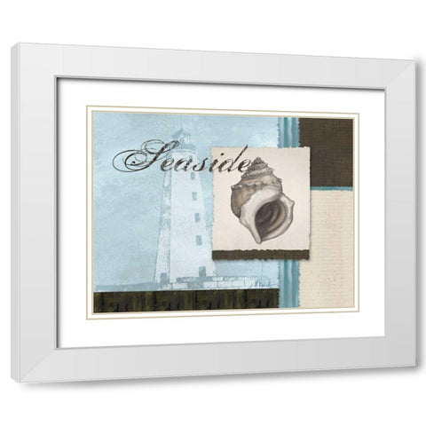 Scrapbook Shell II White Modern Wood Framed Art Print with Double Matting by Brent, Paul