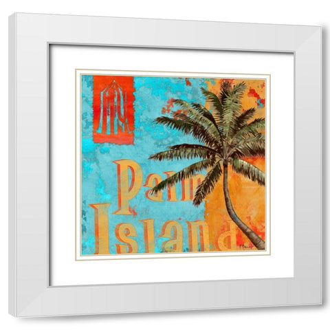 Rojo Palm II White Modern Wood Framed Art Print with Double Matting by Brent, Paul
