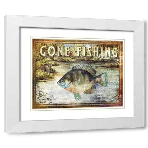 Gone Fishing White Modern Wood Framed Art Print with Double Matting by Brent, Paul