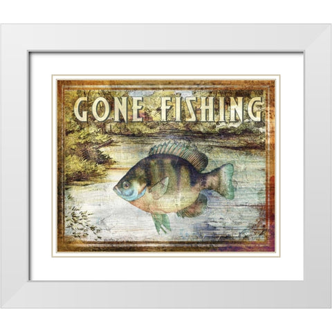 Gone Fishing White Modern Wood Framed Art Print with Double Matting by Brent, Paul