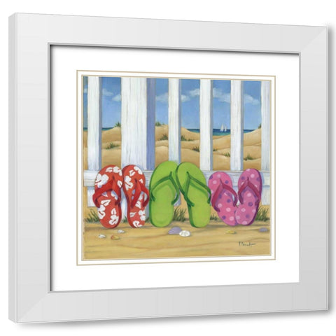Flip Flop Beach I White Modern Wood Framed Art Print with Double Matting by Brent, Paul
