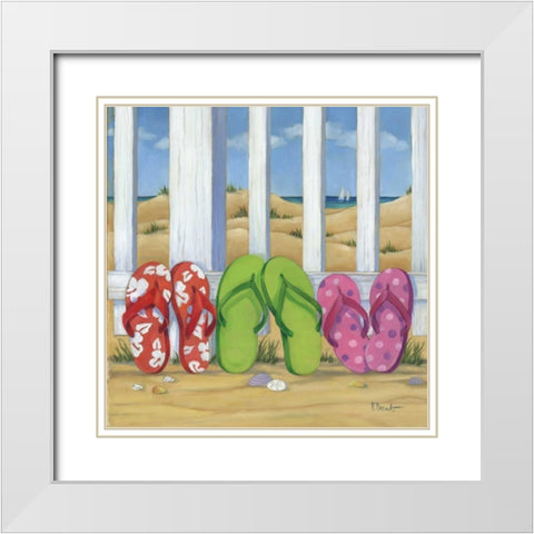 Flip Flop Beach I White Modern Wood Framed Art Print with Double Matting by Brent, Paul