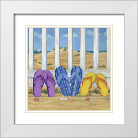 Flip Flop Beach II White Modern Wood Framed Art Print with Double Matting by Brent, Paul