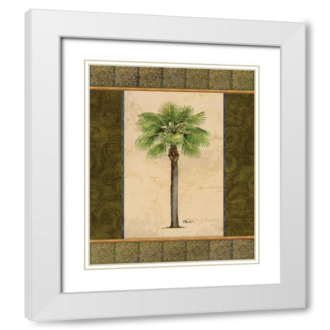 East Indies Palm I White Modern Wood Framed Art Print with Double Matting by Brent, Paul