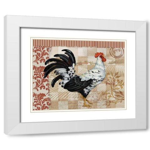 Bergerac Rooster Red I White Modern Wood Framed Art Print with Double Matting by Brent, Paul