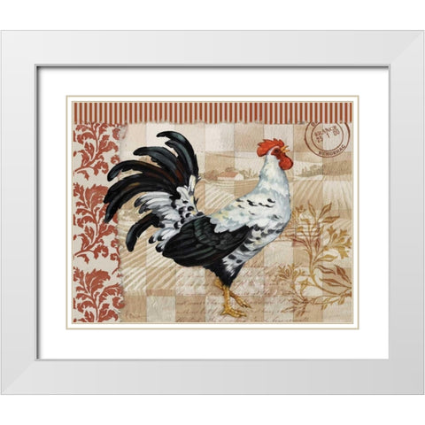 Bergerac Rooster Red I White Modern Wood Framed Art Print with Double Matting by Brent, Paul