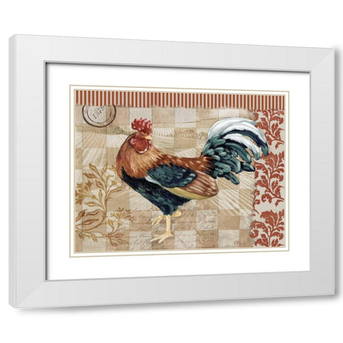 Bergerac Rooster Red II White Modern Wood Framed Art Print with Double Matting by Brent, Paul