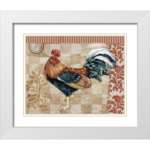 Bergerac Rooster Red II White Modern Wood Framed Art Print with Double Matting by Brent, Paul