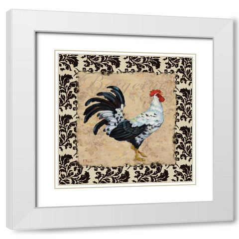 Bergerac Rooster Black I White Modern Wood Framed Art Print with Double Matting by Brent, Paul