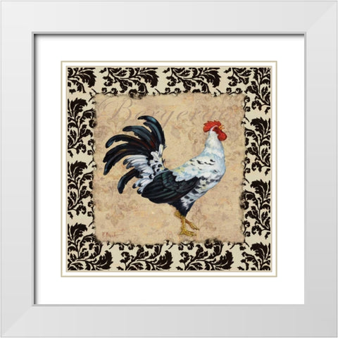 Bergerac Rooster Black I White Modern Wood Framed Art Print with Double Matting by Brent, Paul