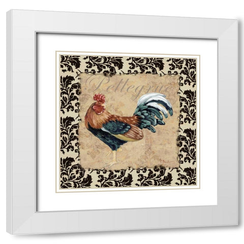 Bergerac Rooster Black II White Modern Wood Framed Art Print with Double Matting by Brent, Paul