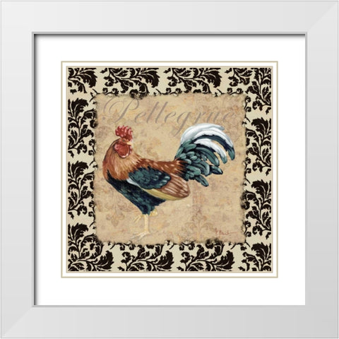 Bergerac Rooster Black II White Modern Wood Framed Art Print with Double Matting by Brent, Paul