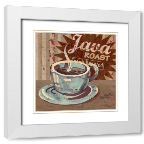Coffee Brew Sign II White Modern Wood Framed Art Print with Double Matting by Brent, Paul
